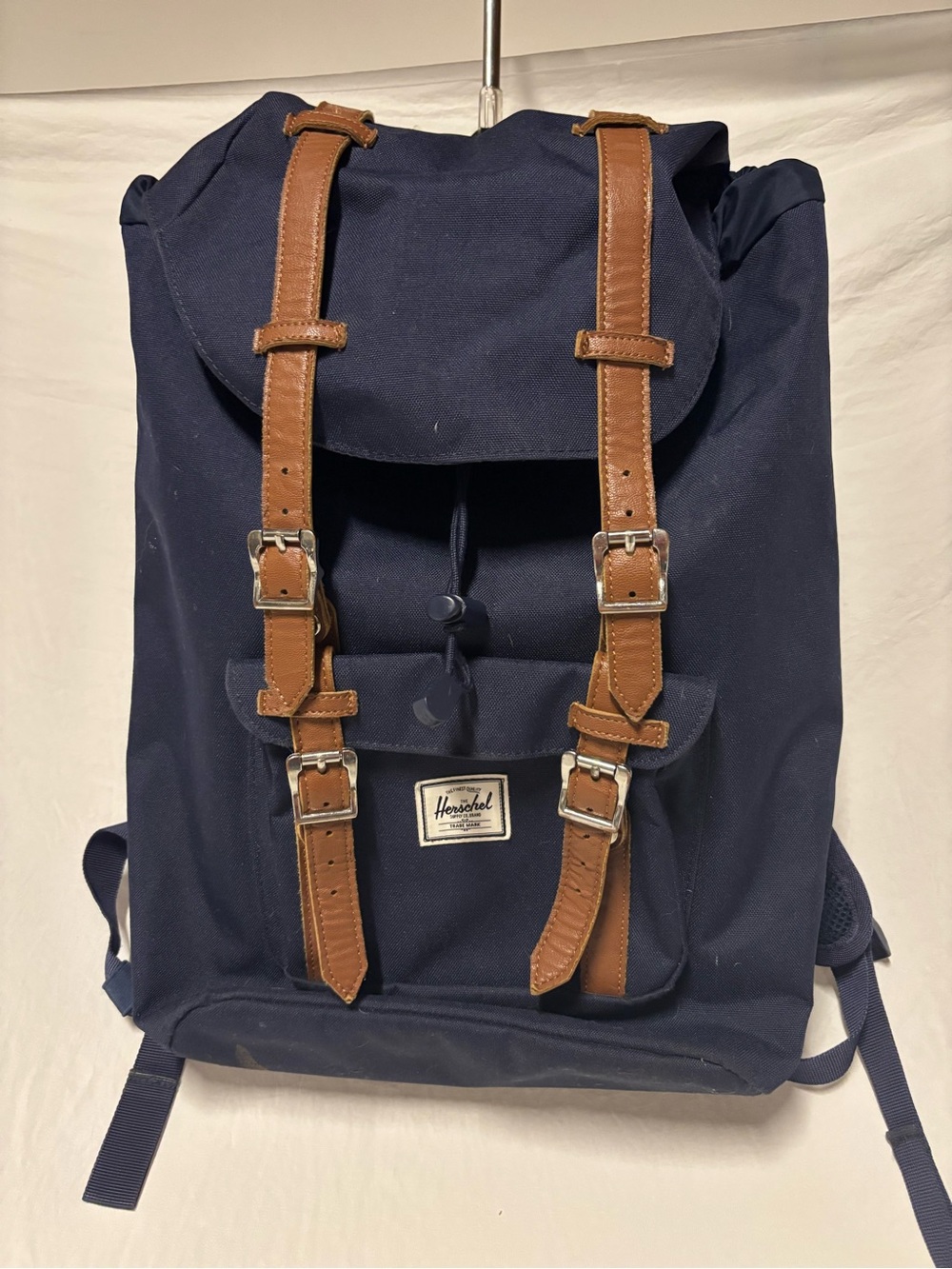 Herschel Supply Company Navy Backpack with Brown Leather Straps